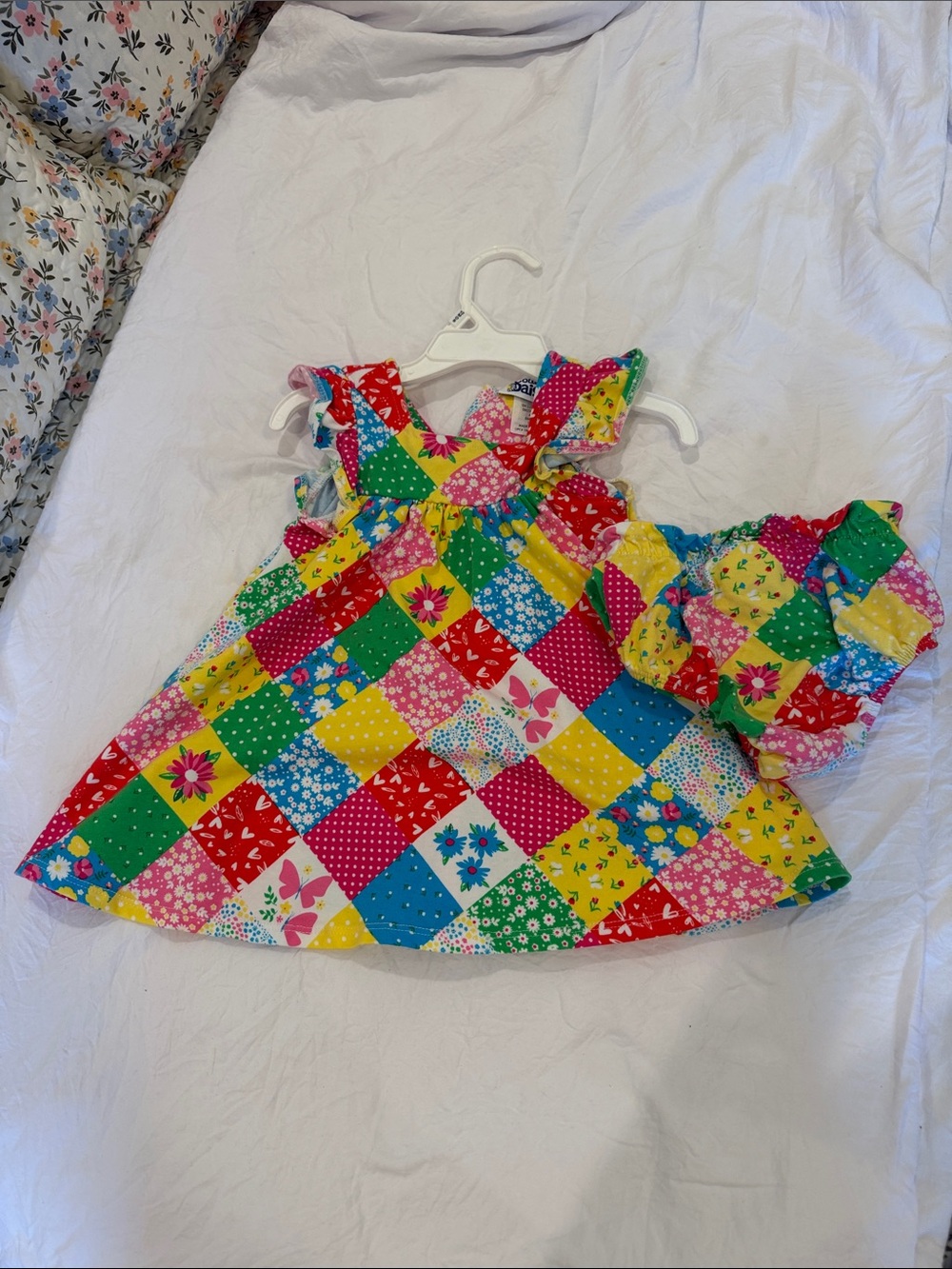 Girls' Multicolor Patchwork Sundress with Matching Bloomers